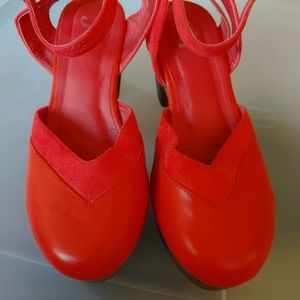 Women's JG Ankle Strap Red Heels Size 7